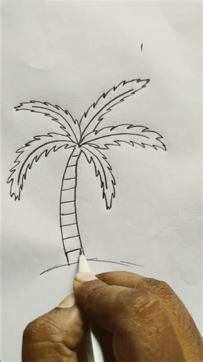 Simple Tree Drawing/easy Coconut tree Drawing