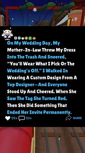 52K views · 760 reactions | On My Wedding Day, My Mother-In-Law Threw My Dress Into The Trash And Sneered, “You’ll Wear What I Pick Or The Wedding’s Off.” I Walked In Wearing A Custom Design From A Top Designer -Reddit Stories #reddit #redditstorytimes #redditstories #redditreadings | Reddit Stories | Facebook
