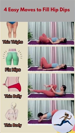4 Easy Moves to Fill Hip Dips & Build Rounder Glutes #HipDips #Glutes #Shorts