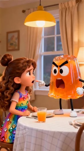Funny angry jelly refuses from little girl eating #FunnyCartoon #AIAnimation #AngryJelly #FunnyFoodFail #FYP
