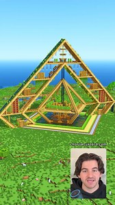 Charliecustard Builds on Instagram: "Diamond Pyramid Base! 💎 This might be one of my favourite starter house designs - it's got a central area that's connected to the outter diamond through the middle and top. There's also four rooms with good floorspace on each side of the diamond and a large bedroom at the top! Tips to improve it further.. 🤔 - Use prismarine instead of oak planks, that will look more like a diamond. - You could also use blue stained glass for the windows to resemble that dia