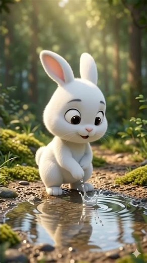 Melo Finds a Puddle! 🐰💧 Cute Bunny Splashing (Animated Short)