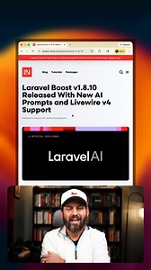 Laravel Boost v1.8.10 was released on January 14, 2026. This release adds new AI prompts for code simplification and Livewire v4 upgrades, as well as updated installation documentation. - Laravel Code Simplifier prompt - Livewire v4 upgrade prompt - Updated README installation instructions https://laravel-news.com/laravel-boost-v1-8-10 | Laravel News