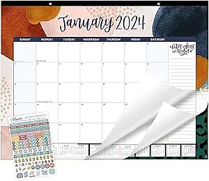 bloom daily planners 2024 Desk Calendar - 21" x 16" Large Monthly Organizer Pad with Stickers (January 2024 - December 2024) Desktop Blotter - Seasonal