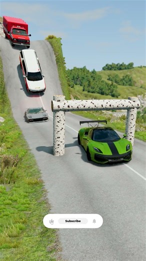 Long Colourful Capsule Buses vs Logs Trap - BeamNg.drive #beamng #beamngdrive #beamngshort #3