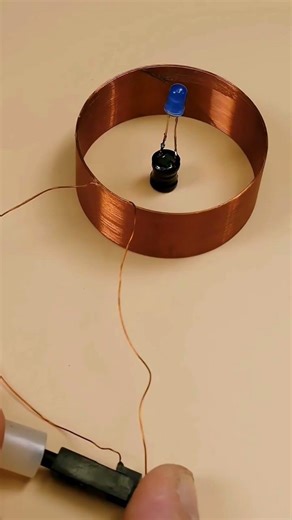 Wireless Power Experiment | Lighting an LED with a Copper Coil #shorts