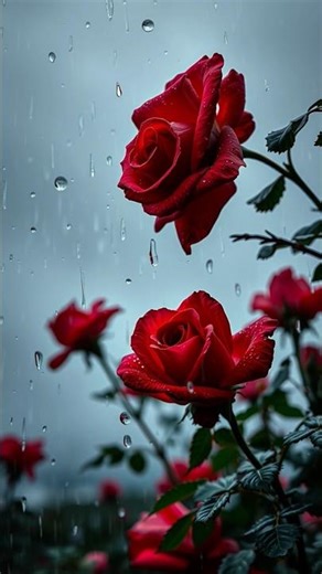 Stunning Red Roses After Rain🌹