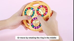 Magic Bean Fidget Toys for Kids - Rotating Stress Relief Toys for Adult - Colorful Beads Puzzle Cube Sensory Toys for Autistic Children - Decompression Magic Cube Funny Kids Gifts (Blue)