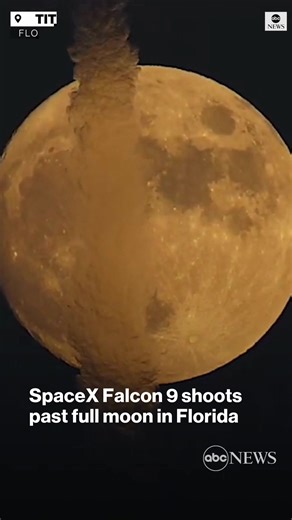 OVER THE MOON: A SpaceX Falcon 9 rocket shoots past a full moon in Florida during a launch in September. https://abcn.ws/3ExgRoU | ABC News