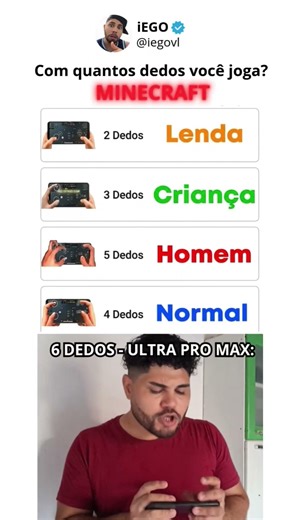 Você joga Minecraft com quantos dedos?