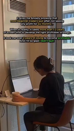 7.2K views · 746 reactions | Most traders quit before they even give themselves a real chance. 6 months in losses? That’s normal. 2 years of grind? That’s when it finally clicks. Keep showing up — you’re learning more than you think. #tradingmotivation #daytradingforbeginners #tradingmindset #traderjourney | Humbled Trader | Facebook