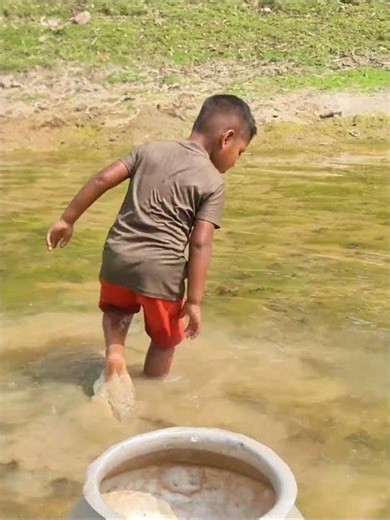 Amazing Boy Catching Fish By Hand #fishing