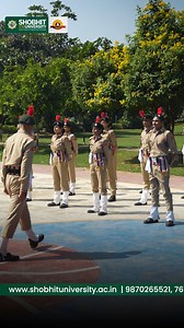 Shobhit University NCC — where discipline meets leadership! Our cadets train with passion, serve with pride, and grow with purpose. NCC isn’t just an activity… it’s a transformation! Join the spirit. Join the strength. Join NCC." #ShobhitUniversity #NCC #NCCCadets #CadetLife #Leadership #Discipline #Patriotism #CampusLife #YouthPower #ServeTheNation #FutureLeaders #ProudMoment [Discipline | Leadership | Patriotism | Training | Confidence] | Shobhit University India