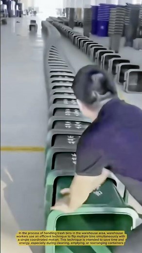 This is the Process of Handling Trash Bins in the Warehouse Area with Coordinated Movement