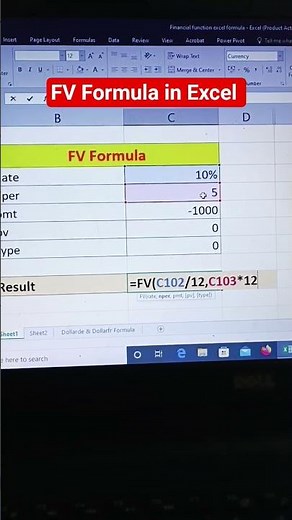 FV Formula in Excel #shorts #excel #formula #youtubeshorts