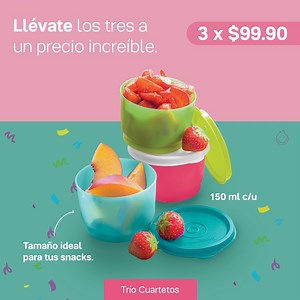 Esas pequeñas porciones ya tienen donde conservarse muy bien con los Cuartetos. ¡Aprovecha la promoción en catálogo y llévate los tres colores! https://bit.ly/2SN9wLY | Tupperware México