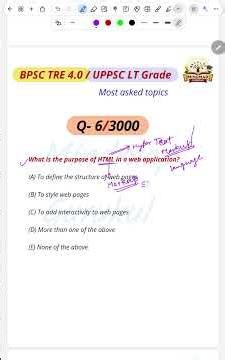 BPSC TRE 4.0 / UPPSC LT Grade | Html LT grade | 3000 Most Asked Questions |#bpsctre4 #bpscteacher