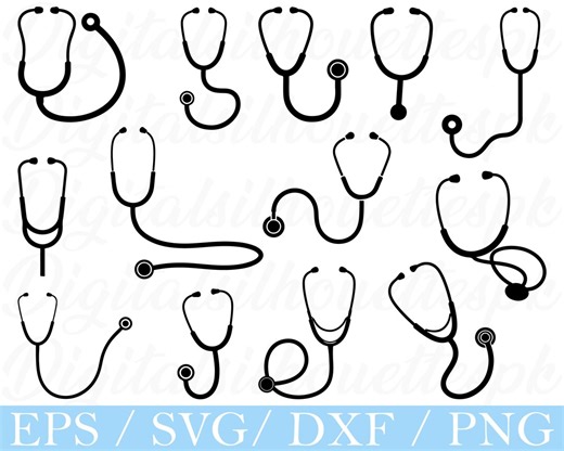 Stethoscope Svg, Stethoscope Silhouette, Dxf, Png - Etsy