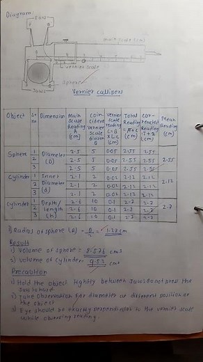 Experiment no.1 Use of vernier calliper |11th STD physics practical book solved|
