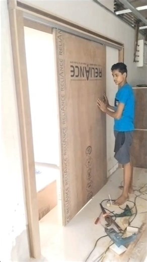 plywood with sliding door fitting #doors #shorts #SAHHomeinterior #woodworking #furniture