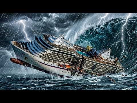 Cruise Ship Disaster as Giant Tsunami Wall Consumes Everything | Realistic 4K (AI VFX)