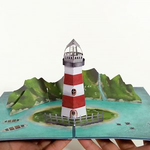 Lovepop Everyday Pop-Up Card for Her and Him - 3D Greeting Cards for Boys, Girls, Men, Women - Coastal Lighthouse - 5" x 7" Card - Blank Notecard and Envelope Included