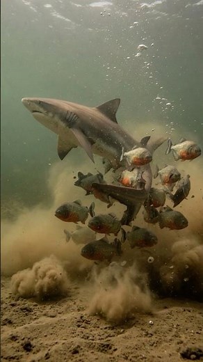 When Piranhas Surround a Shark! 🦈🐟 | River Feeding Frenzy