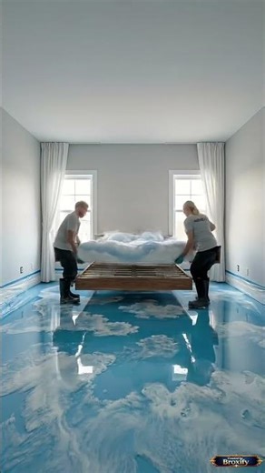 This Cloud Epoxy Bedroom Floor Looks Straight Out of a Dream ☁️