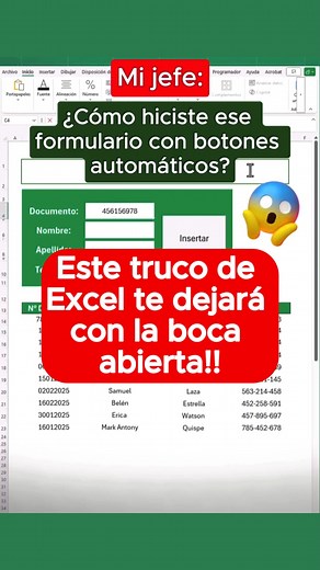 283K views · 3.7K reactions | ✅Como crear un formulario con botones automáticos en Excel  #excel #microsoftexcel #excelavanzado #reelviral #foryoupageシ | Aprende Excel desde Cero | Facebook