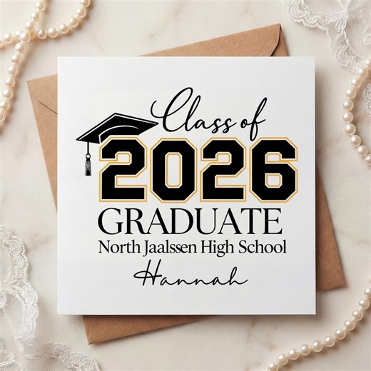 Personalized Graduation Card, Class of 2026 Card, Custom Name Grad Card, High School Graduation Card, Senior Congrats Card - Etsy