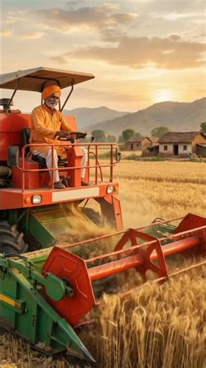 Modern Farming: Wheat Harvesting with Machine 🚜🌾