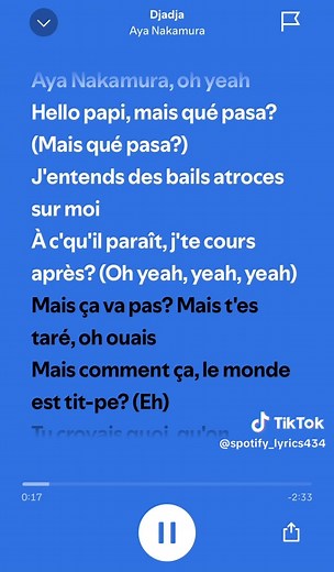 Aya Nakamura - Djadja #spotify #songlyrics #ayanakamura #djadja #francetiktok #speedup #speedsongs