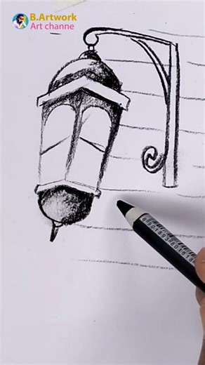 Street Light Lamp Drawing 💡 Easy Step by Step #Drawing #Art #Short #B.artwork
