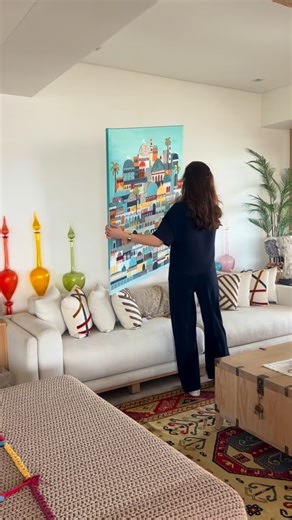 Noorat | Process of a 100x120 cm commissioned piece - a more defined, arabesque skyline | Instagram