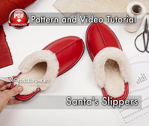 Santa Slippers Pattern: Leather Flip Flop DIY With Video Tutorial - Etsy