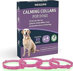 Luminous Calming Collar for Dogs 4 Packs Pheromone Calm Collars - 60 Days Relief from Separation Anxiety, Stress, and Bad Behavior - Fits Small, Medium, and Large Dogs - 25 Inches Adjustable, Red