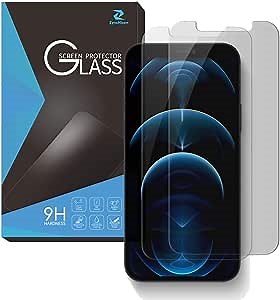 Screen Protector [Privacy*1 & HD*1] for iPhone 12 Pro 6.1", 9H Tempered Glass Film, Anti Peep/Spy/Scratch, HD Clarity, 2.5D Edge, Shatterproof, with Easy Installation Tray