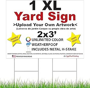 Custom Printed Personalized 24x36" Yard Sign, Double Sided Printing, Metal Stake Included, by Legit Fast Printing | Upload Your Own Image and Text