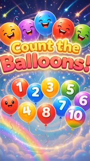Count the Balloons 🎈 | Learn Numbers 1-10 for Kids | Fun Counting Song #shorts #babyrhymes #ytshorts