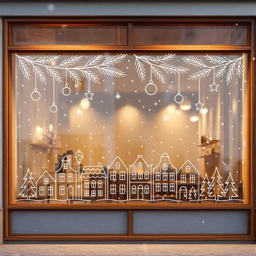 Storefront Christmas Village Window Stencil – Printable Holiday Scene (1.9 × 1.27 M) - Etsy Canada