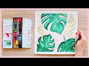 How to Paint Monstera Leaves with Watercolors for Beginners | Art Journal Thursday Ep. 33