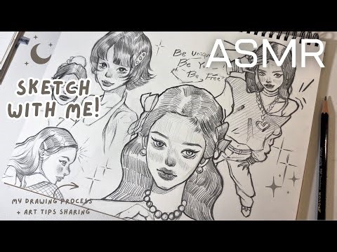 🌙Late Night Sketching ASMR ✏️ (no talking) l Thoughts on Finding My Art Style