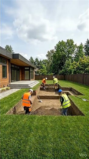 Building a Multi Level Waterfall Pool 😳💧 #swimming #construction #ai