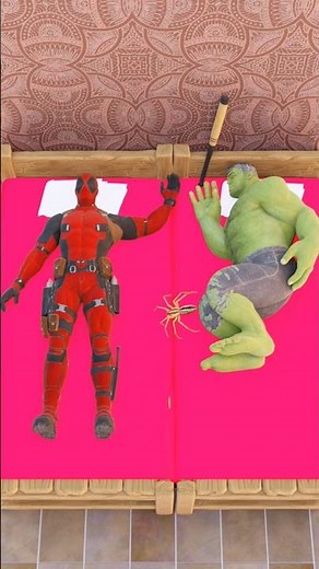 😂Spider On Hulk And Deadpool's Bed |Funny 3D Animation #shorts #funny