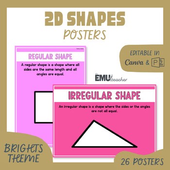 2D Shapes Posters Brights Key Vocabulary Features Types