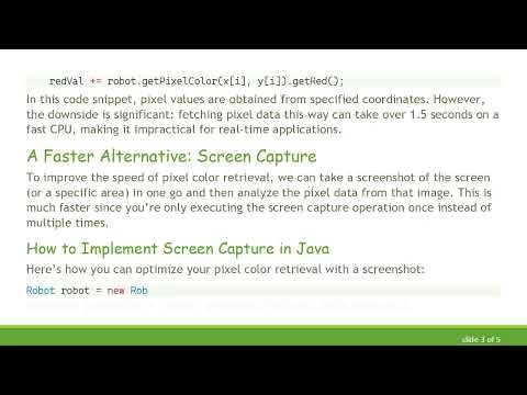 Fast Pixel Color Retrieving in Java: Speed Up Your Screen Capturing Techniques