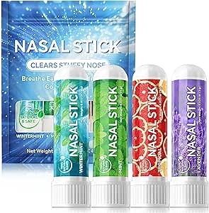 Nasal Stick 4 Pack,Nose Inhaler Stick,Nasal Inhaler,Boost Energy Set,Sinus & Congestion Relief, Daily Relaxation, Stress Relief, Pure Natural Ingredients