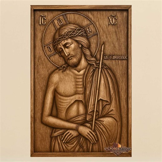 Jesus Christ STL Relief File | 3D CNC Model for Aspire Vcarve | Christian Icon Bas Relief | Sacred Wood Carving STL for Church Décor - Etsy