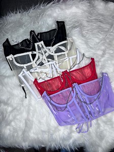 Mesh Lace-up Underbust Corset With Chain Detail - Etsy