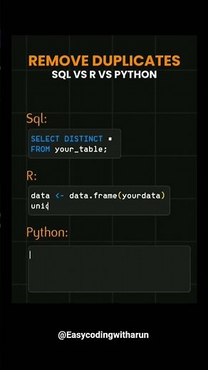 Remove Duplicates SQL vs R vs Python #shorts #shortsfeed #trending #trendingshorts #grow #growth